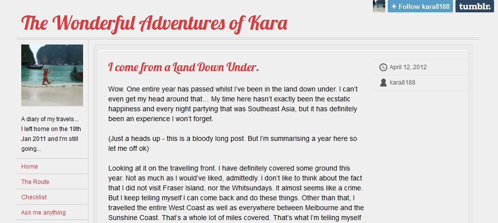 The Wonderful Adventures of Kara - Travel Blog!
